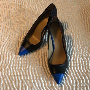Ann Taylor Black & Royal Blue Colorblock Pumps